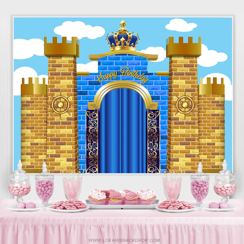 Lofaris Grand Castle With Crown Happy Birthday Backdrop For Kid