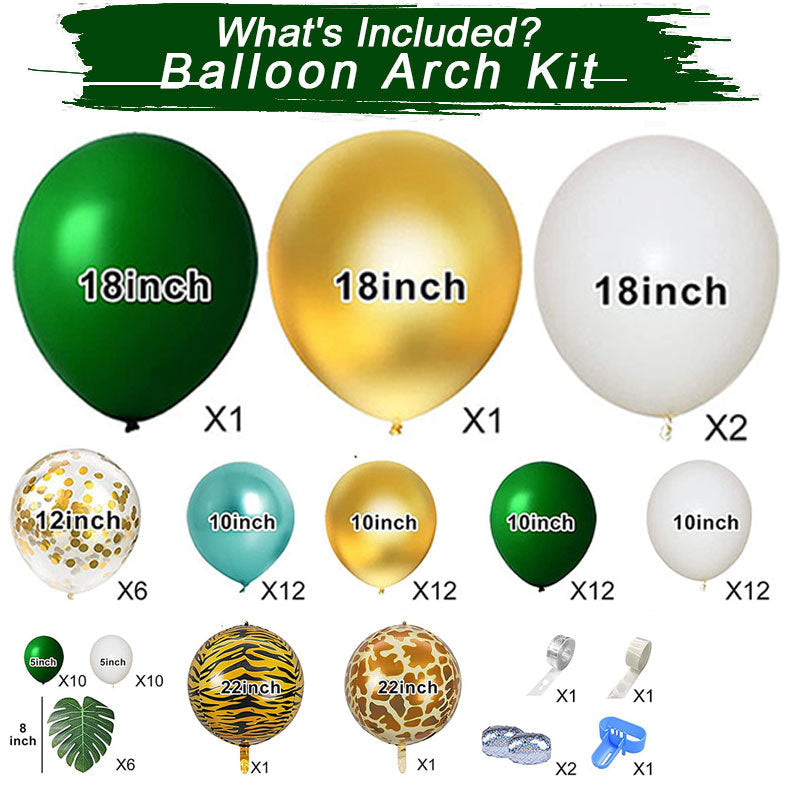 Lofaris Green 91 Pack Balloon Arch Kit | Party Decorations - White | Gold