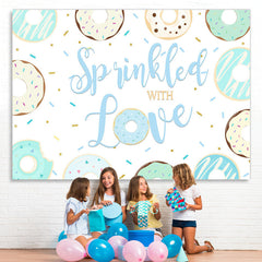 Lofaris Green And Bule Donuts Summer Birthday Party Backdrop