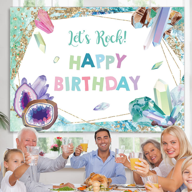 Lofaris Green And Glitter Crystal Above Sea Birthday Backdrop