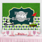 Lofaris Green And Glitter Golf Course Happy Birthday Backdrop