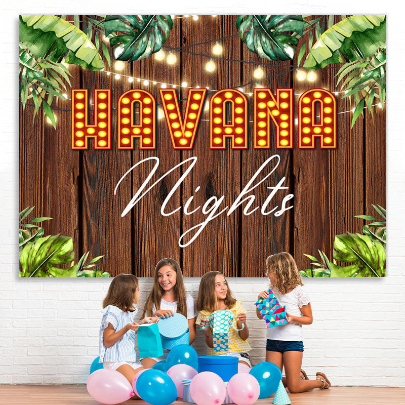 Lofaris Green And Glitter Havana Night Wooden Spring Backdrop