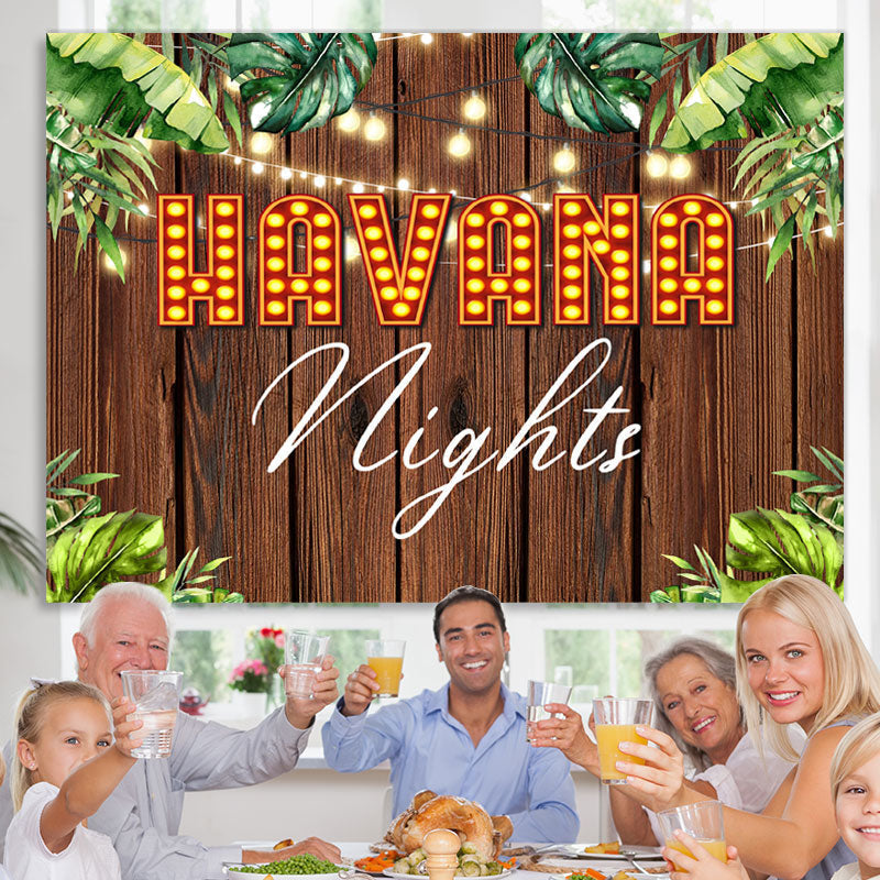 Lofaris Green And Glitter Havana Night Wooden Spring Backdrop