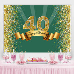 Lofaris Green and Golden Bokeh Happy 40th Birthday Backdrop