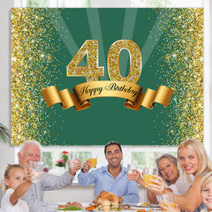 Lofaris Green and Golden Bokeh Happy 40th Birthday Backdrop