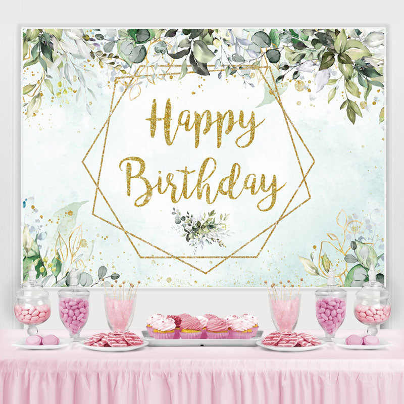Lofaris Green And Golden Gender Revel Happy Birthday Backdrop