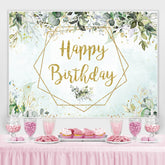 Lofaris Green And Golden Gender Revel Happy Birthday Backdrop