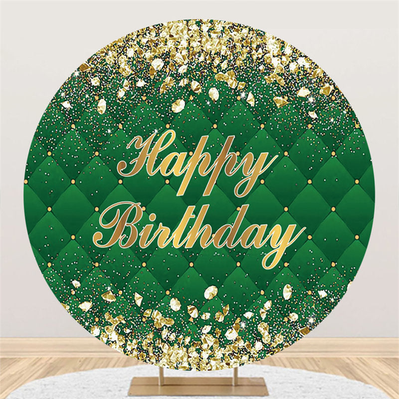 Lofaris Green And Rose Golden Round Happy Birthday Backdrop