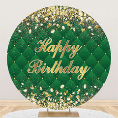 Lofaris Green And Rose Golden Round Happy Birthday Backdrop