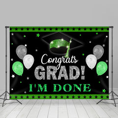 Lofaris Green And Sliver Glitter Ballons Black Grad Backdrop