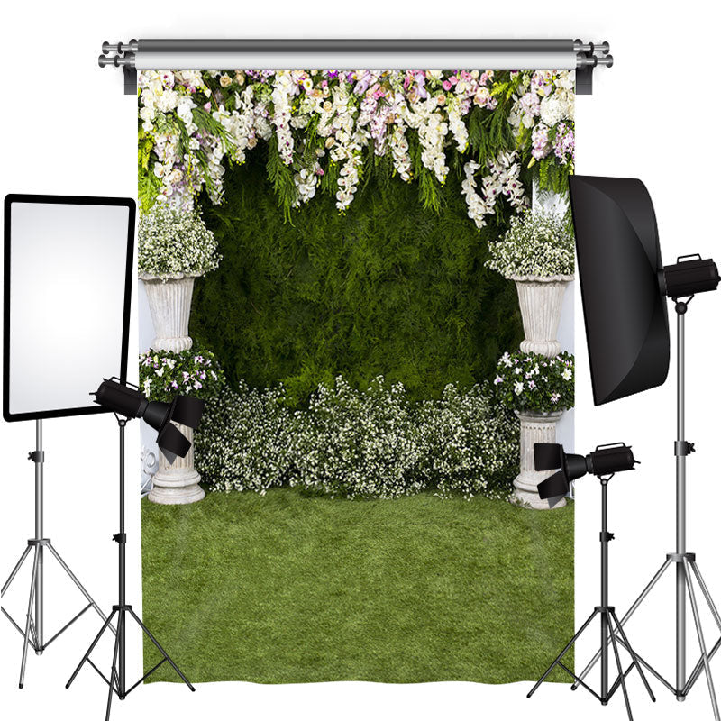 Lofaris Green And White Elegant Plants Backdrop For Spring