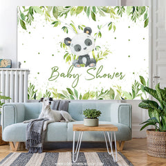 Lofaris Green Boho Bamboo With Panda Baby Shower Backdrop