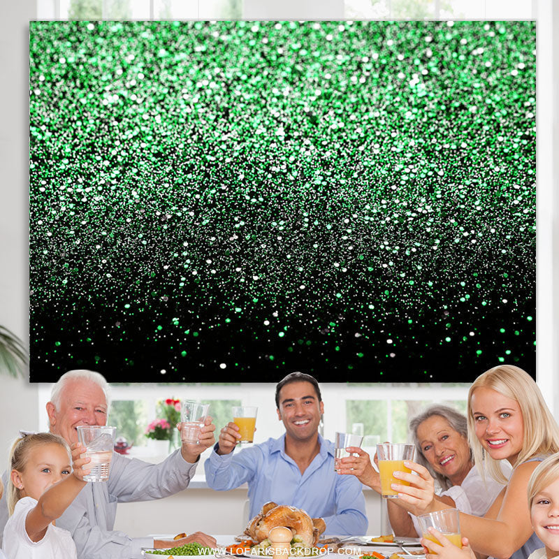 Lofaris Green Bokeh Glitter Black Birthday Party Backdrops