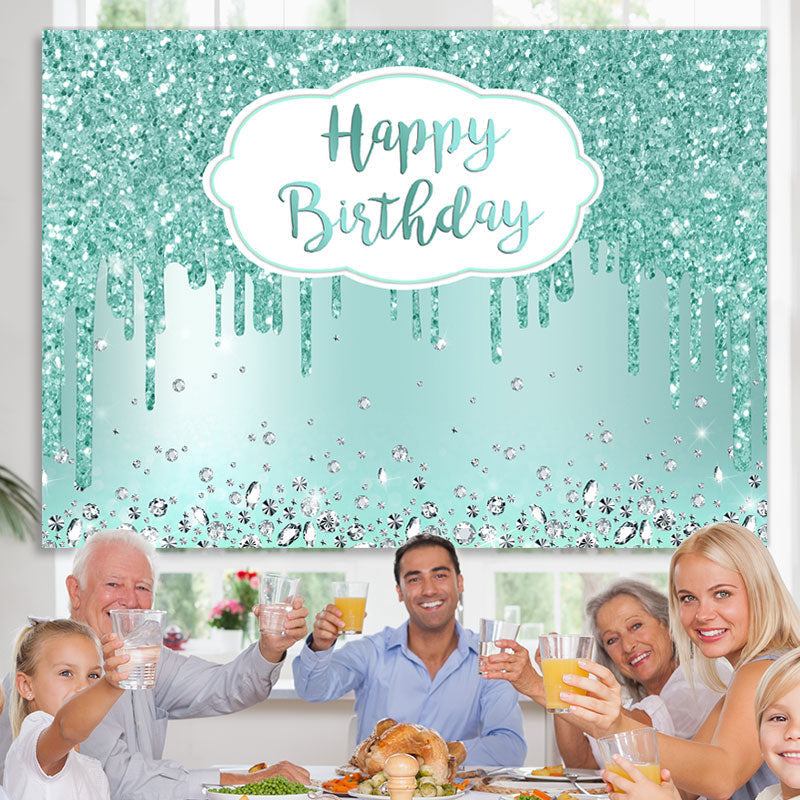 Lofaris Green Bokeh Glitter Diamond Happy Birthday Backdrop