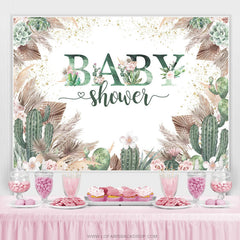 Lofaris Green Cactus Floral Boho Baby Shower Backdrop