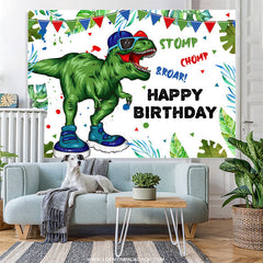 Lofaris Green Cartoon Dinosaur Happy Birthday Party Backdrop