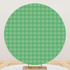 Lofaris Green Checkered Pattern Round Birthday Party Backdrop