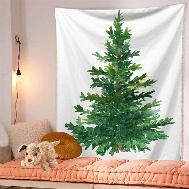Lofaris Green Christmas Tree Landscape Bohemian Wall Tapestry