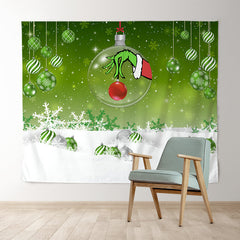 Lofaris Green Christmas With Snowy Winter Snowflake Backdrop