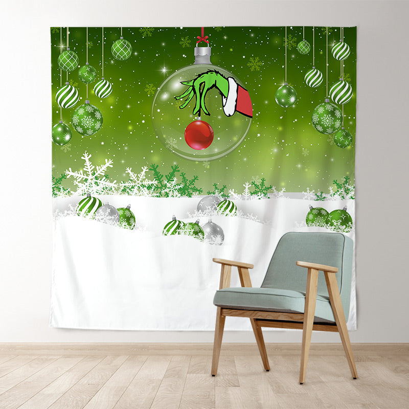 Lofaris Green Christmas With Snowy Winter Snowflake Backdrop