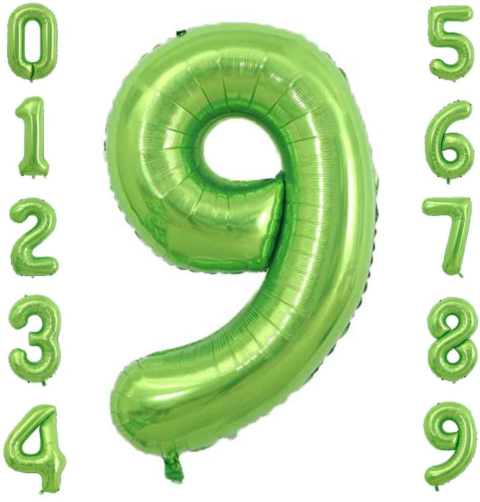 Lofaris Green DIY Number Large Aluminum Foil 40 Inch Balloons for Party