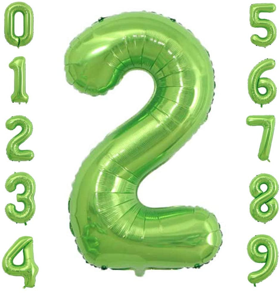 Lofaris Green DIY Number Large Aluminum Foil 40 Inch Balloons for Party