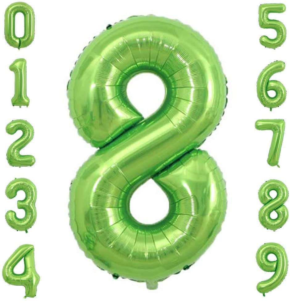 Lofaris Green DIY Number Large Aluminum Foil 40 Inch Balloons for Party