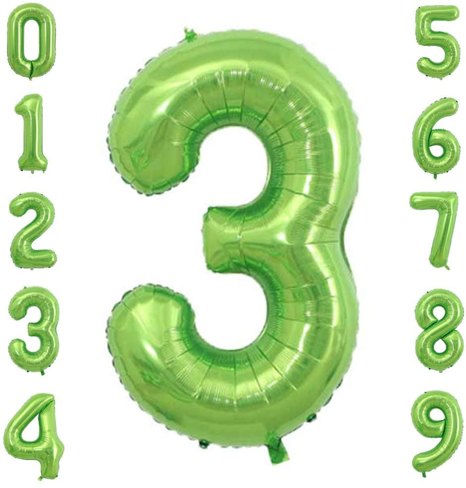 Lofaris Green DIY Number Large Aluminum Foil 40 Inch Balloons for Party