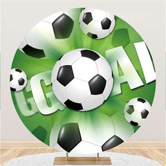 Lofaris Green Football Goal Round Birthday Backdrop For Boy