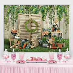 Lofaris Green Garden With Lovely Rabbit Happy Easter Backdrop