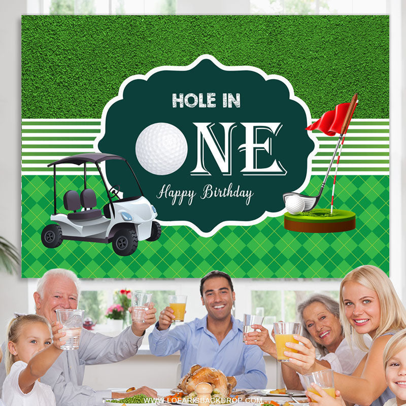 Lofaris Green Golf Course Hole In One Happy Birthday Backdrop