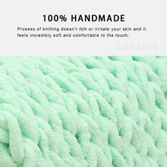 Lofaris Green Handmade Queen Size Comfortable Soft Chunky Knit Blanket