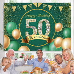 Lofaris Green Happy 50th Birthday Backdrop Party Decorations