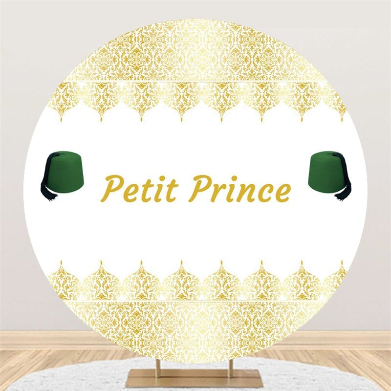 Lofaris Green Hat Gold Petit Prince Roud Baby Shower Backdrop