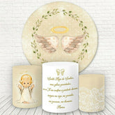 Lofaris Green Leaves And Angle Round Baby Shower Backdrop Kit