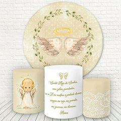 Lofaris Green Leaves And Angle Round Baby Shower Backdrop Kit