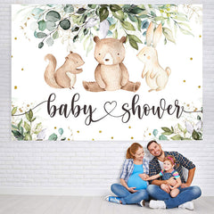 Lofaris Green Leaves And Cute Animals Baby Shower Backdrop
