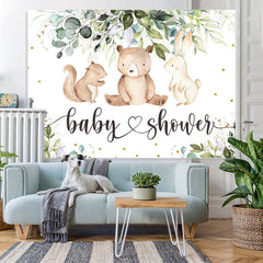Lofaris Green Leaves And Cute Animals Baby Shower Backdrop