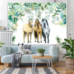 Lofaris Green Leaves And Horse Birthday Backdrop For Party