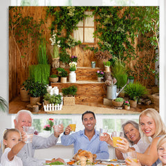 Lofaris Green Leaves And Plants With Wooden Stairs Backdrop