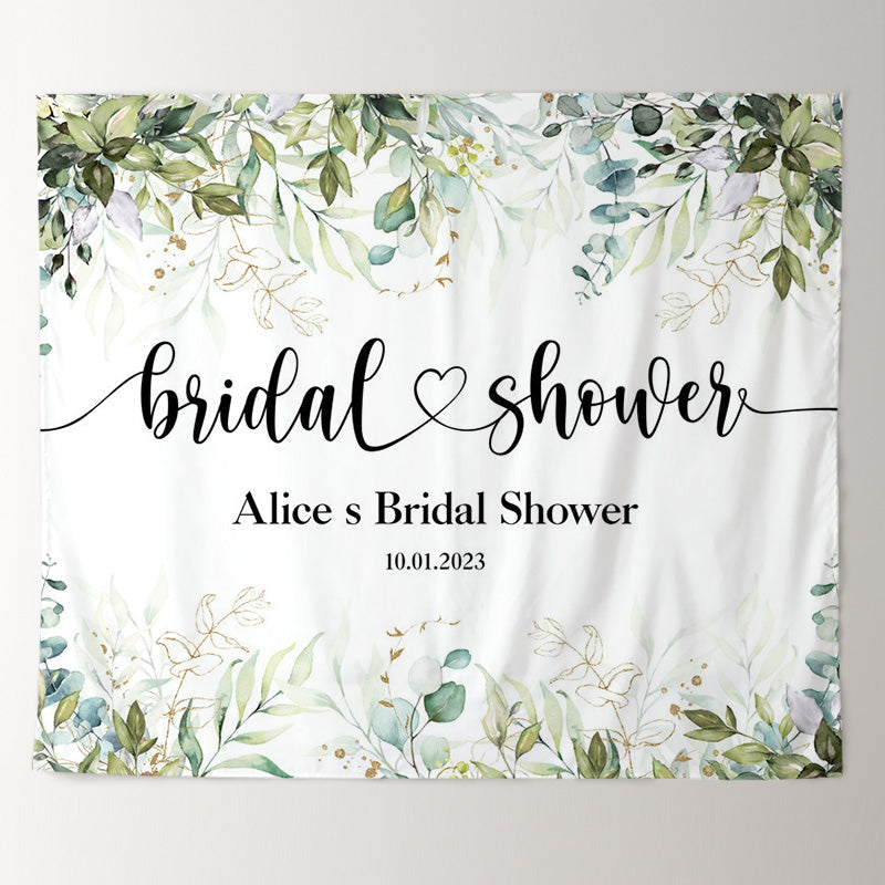 Lofaris Green Leaves Bridal Shower Simple Party Backdrop