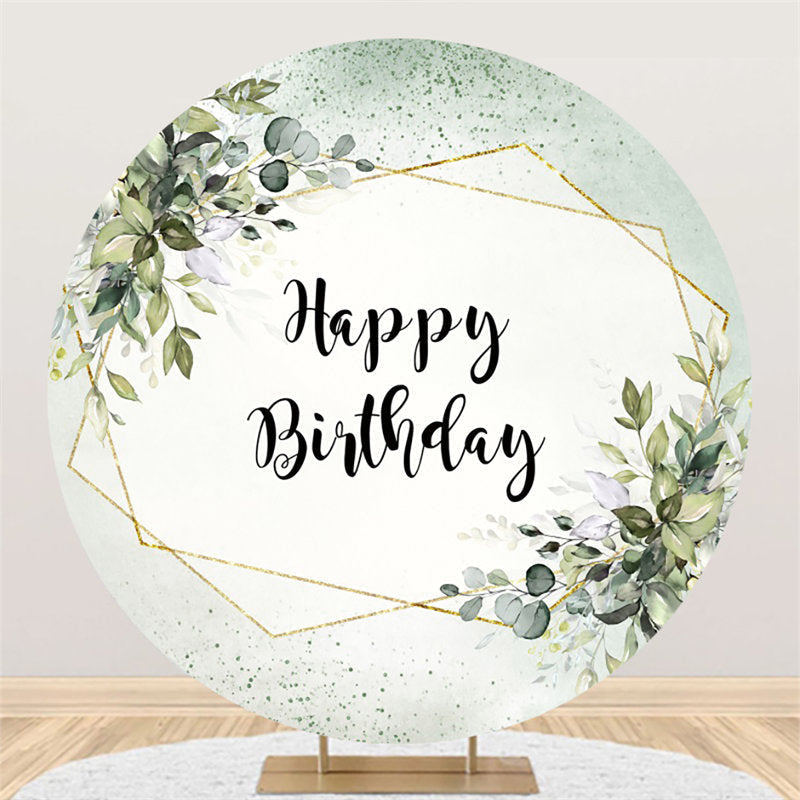 Lofaris Green Leaves Glitter Backdrop For Happy Birthday Party