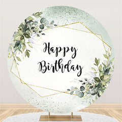 Lofaris Green Leaves Glitter Backdrop For Happy Birthday Party