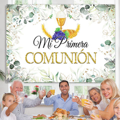 Lofaris Green Leaves Mi Primera Comuni¨®n Baby Shower Backdrop