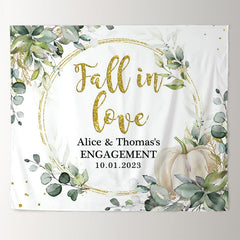 Lofaris Green Leaves Pumpkin Fall In Love Wedding Backdrop