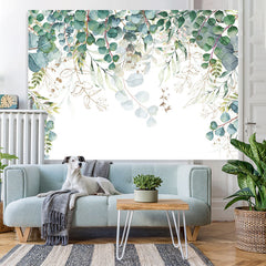 Lofaris Green Leaves Simple Peaceful White Spring Backdrop