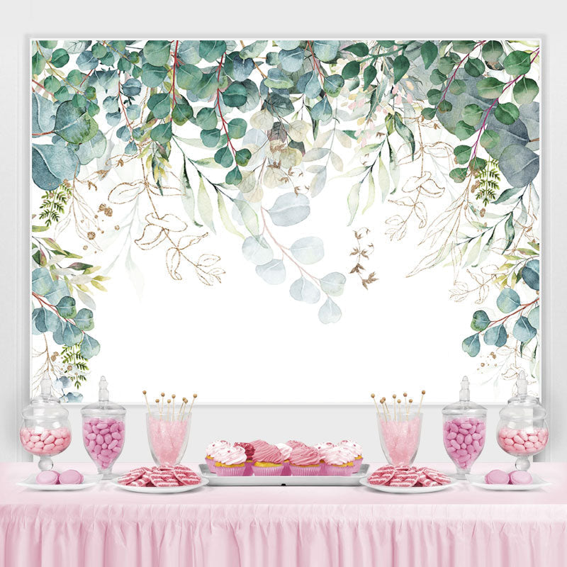 Lofaris Green Leaves Simple Peaceful White Spring Backdrop