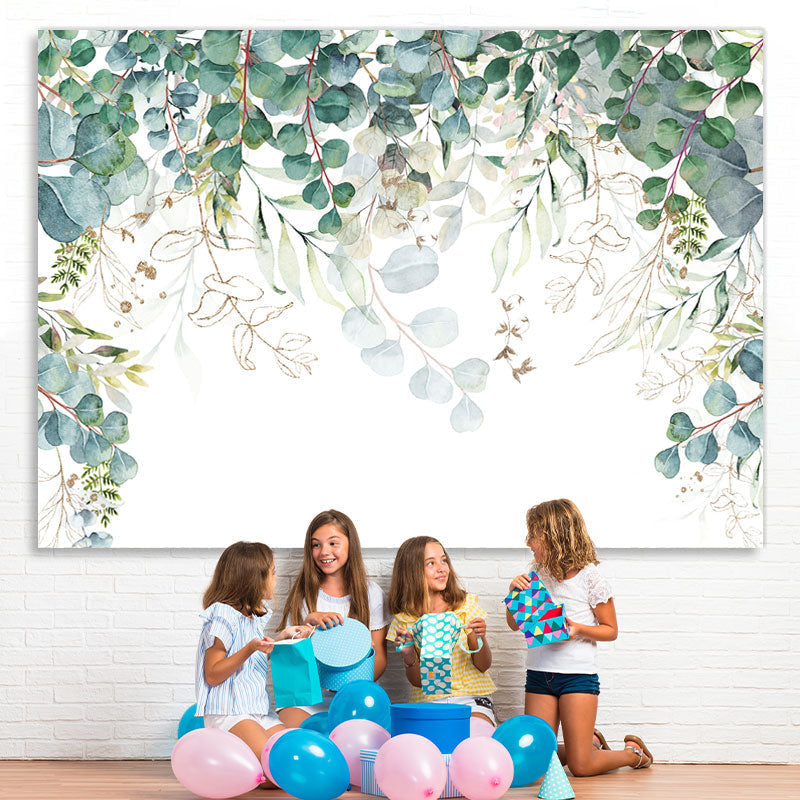 Lofaris Green Leaves Simple Peaceful White Spring Backdrop