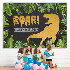 Lofaris Green Plant And Tyrannosaurus Rex Birthday Backdrop