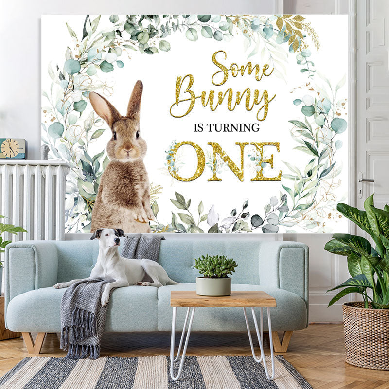 Lofaris Green Plant Some Bunny Is Turning One Birthday Backdrop